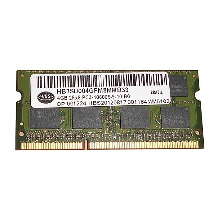 Memória Notebook Ddr3 4gb HBS PC3 10600S SODIMM