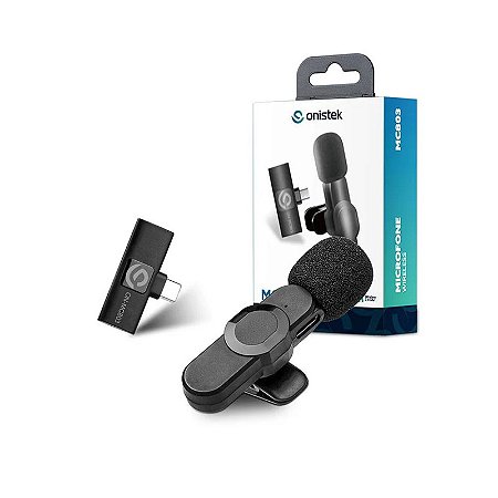 Microfone Lapela Sem Fio Onisitek ON-MC803 Conexao Type C