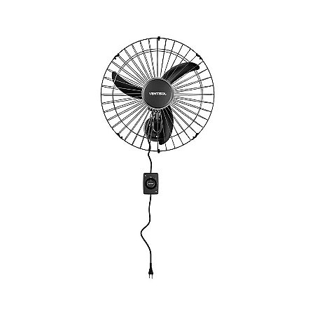 Ventilador Parede 50cm Ventisol Oscilante Preto Bivolt