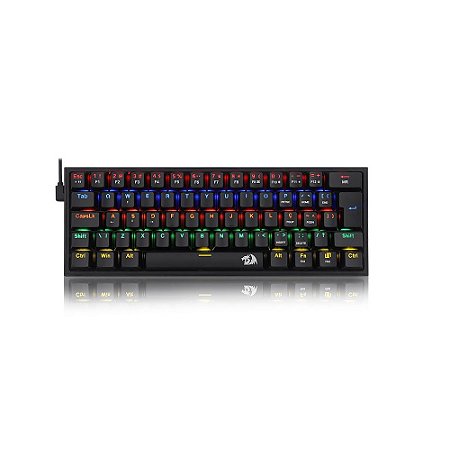 Teclado Mecânico Gamer Usb Redragon Fizz Rainbow Preto
