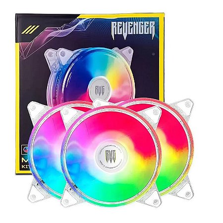 Combo Cooler Fan 120mm Revenger G-VR334K RGB 03 unid Bco