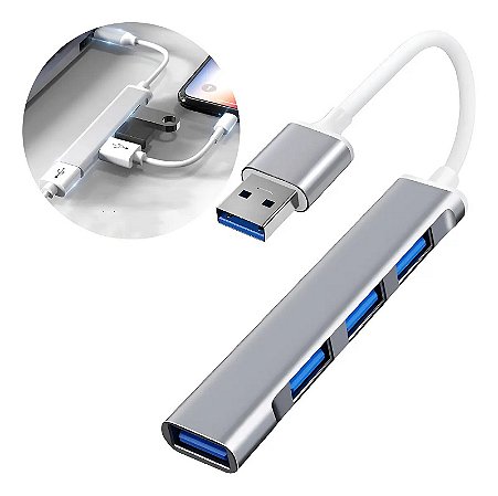 Hub Usb 04 Portas Usb 3.0 Metal Slim