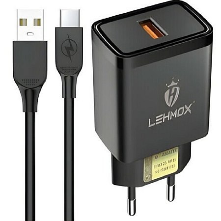 Carregador Celular Lehmox Type C + Cabo Type C 30w