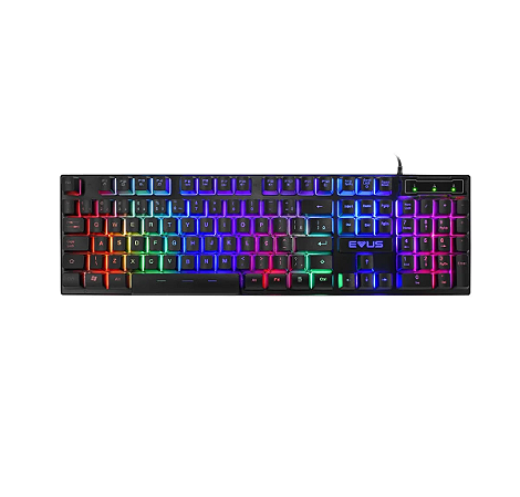 Teclado Gamer USB Evus TC-11B Jellybeans Preto Led Cabo 1,8m