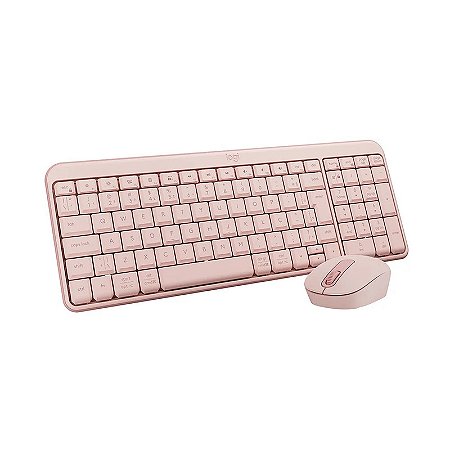 Combo Teclado Mouse Sem Fio Logitech Mk250 Rosa