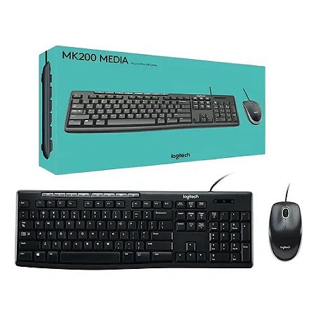 Combo Teclado Mouse USB Logitech MK200 Cinza