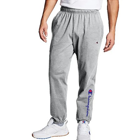 CALÇA CHAMPION MOLETOM LOGO SCRIPT INK OX GRAY