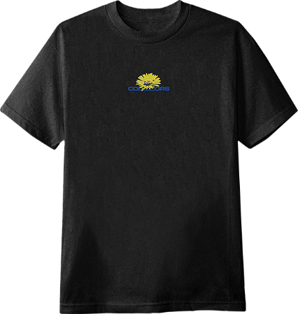 CAMISETA COLORS PSYCHADELIC YELLOW FLOWER PRETO