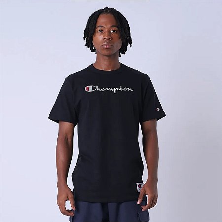 CAMISETA CHAMPION HERITAGE SCRIPT 30 METALIZAD PRETA