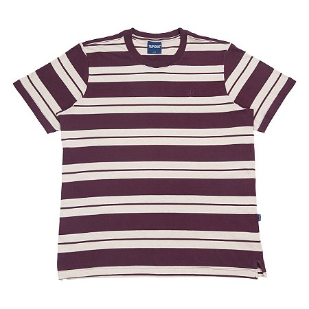 CAMISETA TUPODE LISTRADA ANC VINHO BEGE