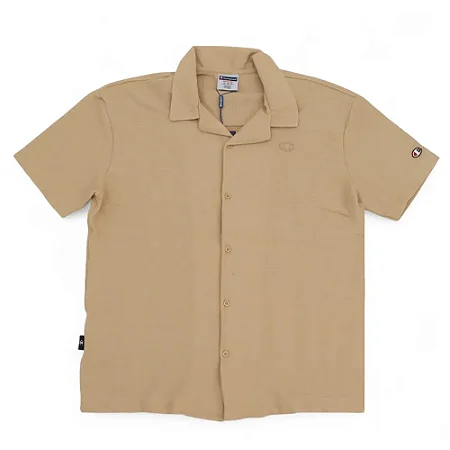 CAMISA CHAMPION PIQUET SCRIPT C LOGO 3D AUTUMN BEIGE