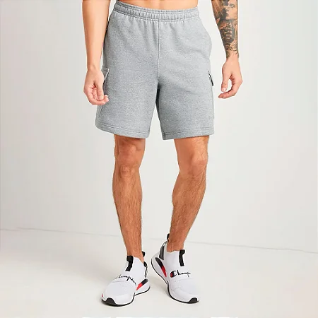 BERMUDA MOLETOM CHAMPION ATHLETIC C PATCH CINZA