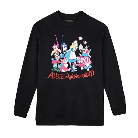 MOLETOM CREWNECK HIGH WONDERLAND CAST PRETO