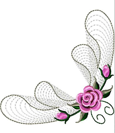 Matriz Bordado Canto Rosas Com Botões Para Guardanapo