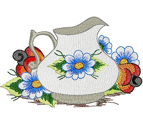 Matriz Bordado Bules Floridos Delicados