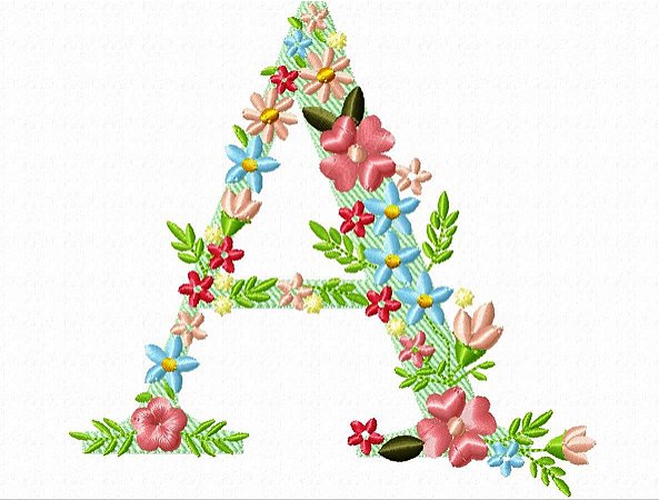 Matriz Bordado Alfabeto Flores Lindas