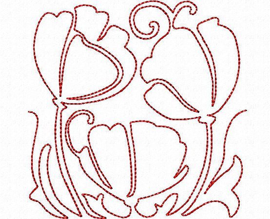 Matriz Bordado Tulipas Contorno Delicado