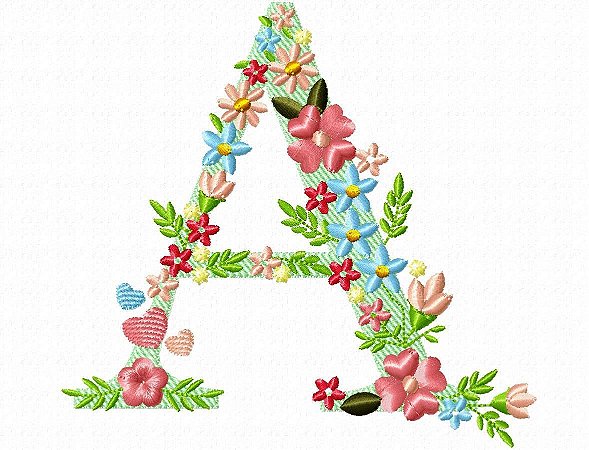 Matriz Bordado Alfabeto Florzinhas Lindas Com Corações