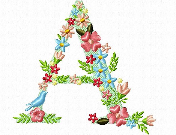 Matriz Bordado Alfabeto Lindas Florzinhas Com Passarinho