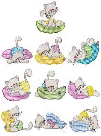 Matriz Bordado Aplique Lindo Gatinho Dormindo
