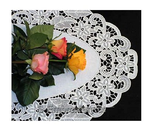 Matriz Bordado Richelieu Toalha De Mesa Com Flores