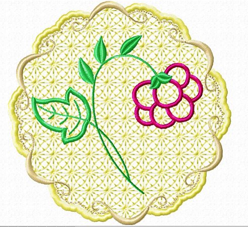 Matriz Bordado Aplique Floral Com Moldura