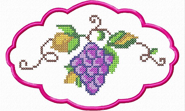 Matriz Bordado Semaninha Ponto Cruz Frutas Com Moldura