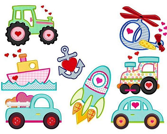 Matriz Bordado Aplique Transportes Alegres