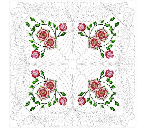 Matriz Bordado Quilt Floral Delicado