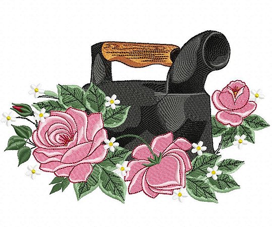 Matriz Bordado Cozinha Retro Com Flores