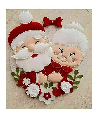 Matriz Bordado Natal Enfeite De Porta Papai E Mamãe Noel