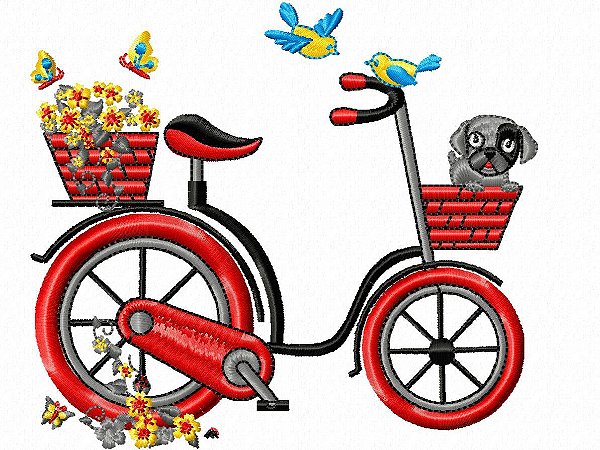 Matriz Bordado Bicicletas Com Flores