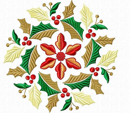 Matriz Bordado Natal Com Folhas