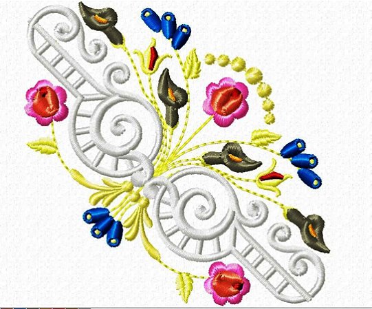Matriz Bordado Richelieu Cantos Florais Para Guardanapo