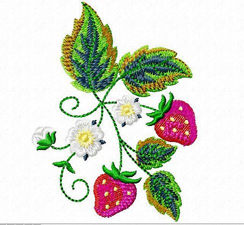 Matriz Bordado Morango Com Florzinha