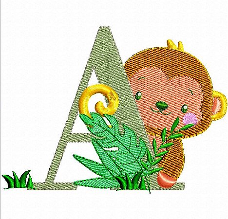 Matriz Bordado Alfabeto Infantil Macaquinho
