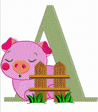 Matriz Bordado Alfabeto Infantil Porquinho
