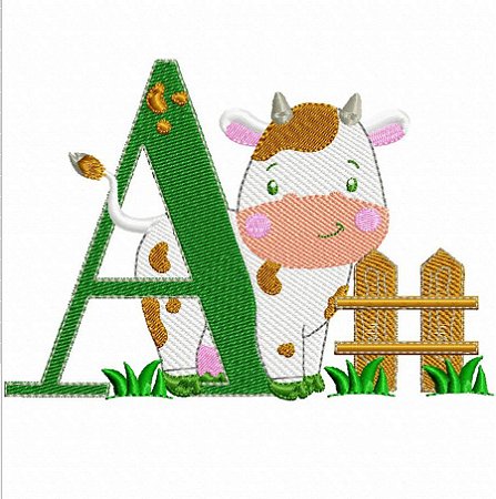 Matriz Bordado Alfabeto Infantil Vaquinha
