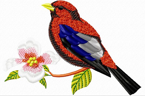 Matriz Bordado Pássaro Com Flor