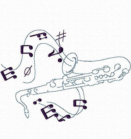 Matriz Bordado Instrumentos Musicais Com Notas