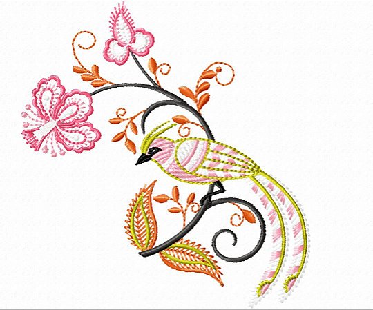 Matriz Bordado Lindos Pássaros Com Flores