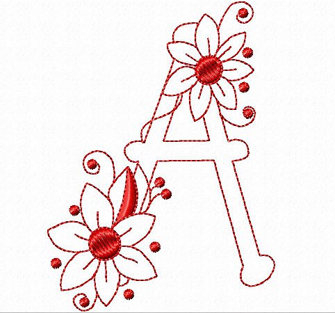 Matriz Bordado Alfabeto Florzinhas Redwork