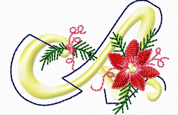 Matriz Bordado Alfabeto Natal Com Flor