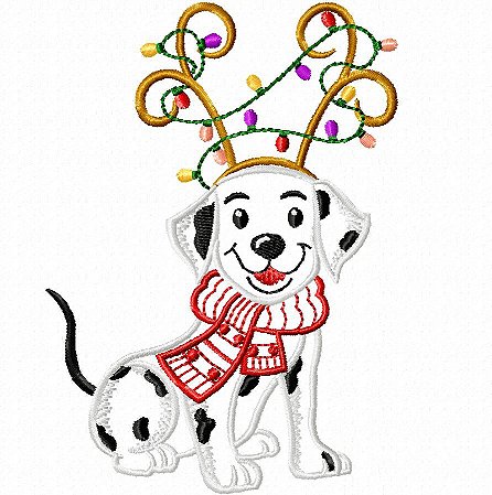 Matriz Bordado Natal Cachorrinho Dalmata Feliz