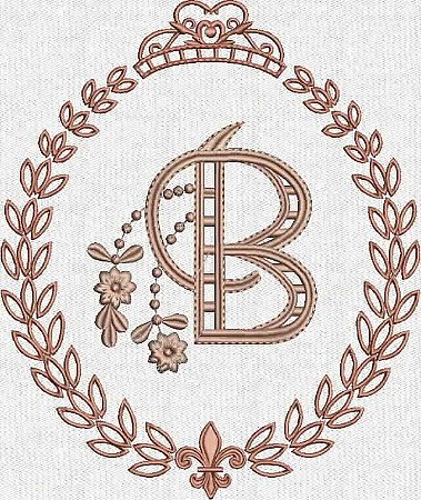 Matriz Bordado Alfabeto Flor com Louros Richelieu