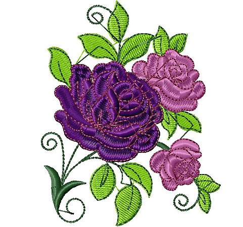 Matriz Bordado Rosas Roxas Lindas