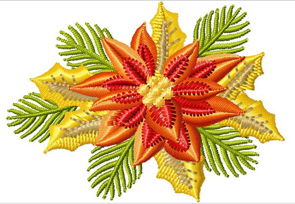 Matriz Bordado Natal Flores Lindas