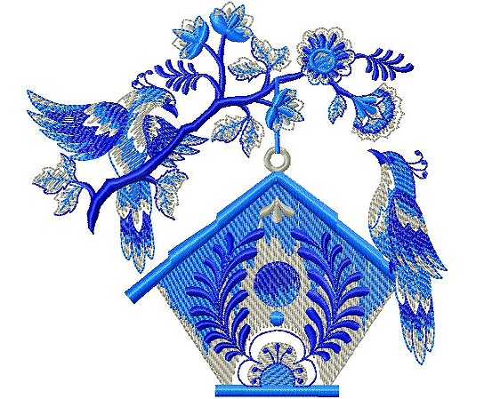 Matriz Bordado Casa De Passarinho Azul