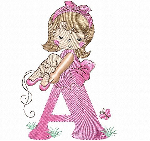 Matriz Bordado Alfabeto Bailarina Delicada