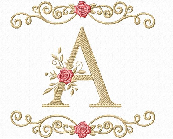 Matriz Bordado Alfabeto Rosinhas Na Moldura